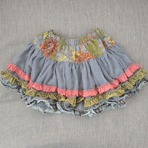 Matilda Jane Floral Tulle Ruffle Skirt Girls 6 • Layered Mesh Trim • 2010 Peru